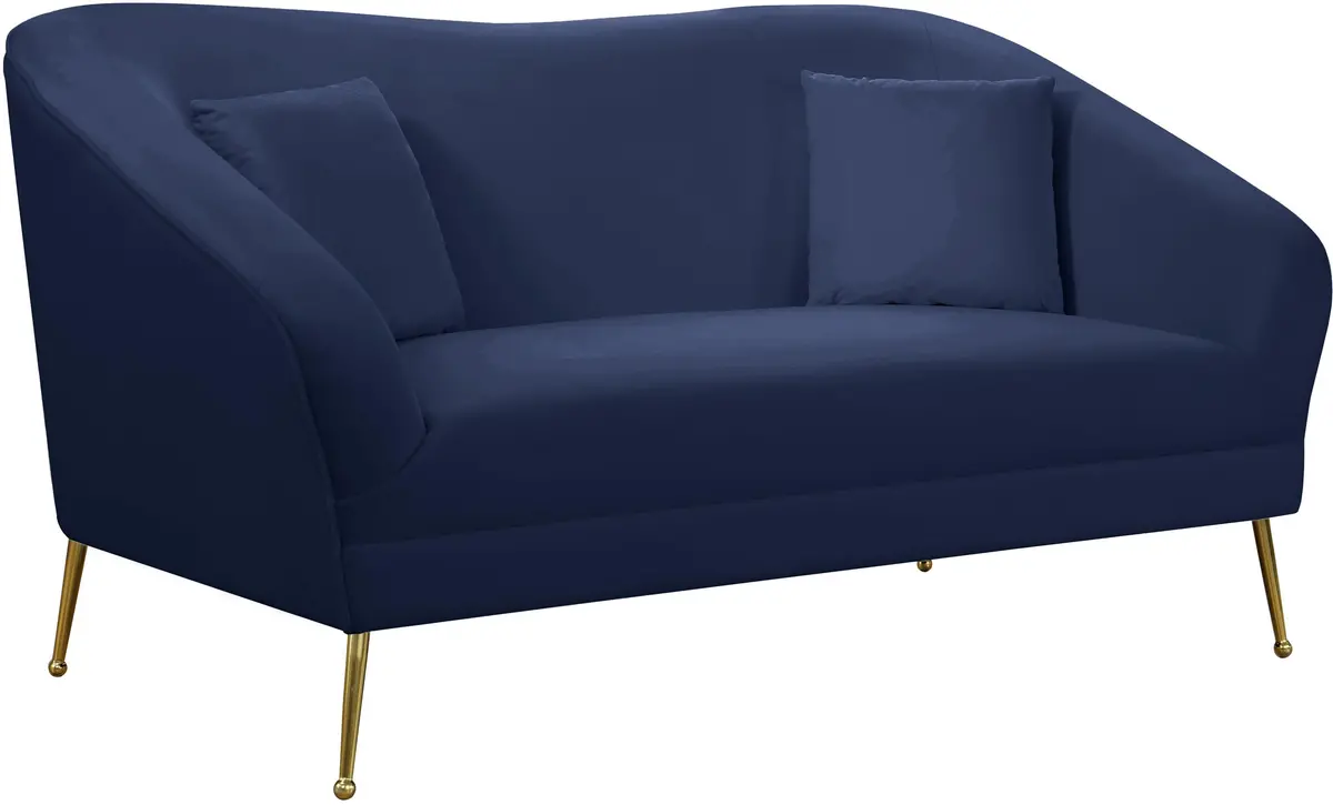 Hermosa Navy Velvet Loveseat 1