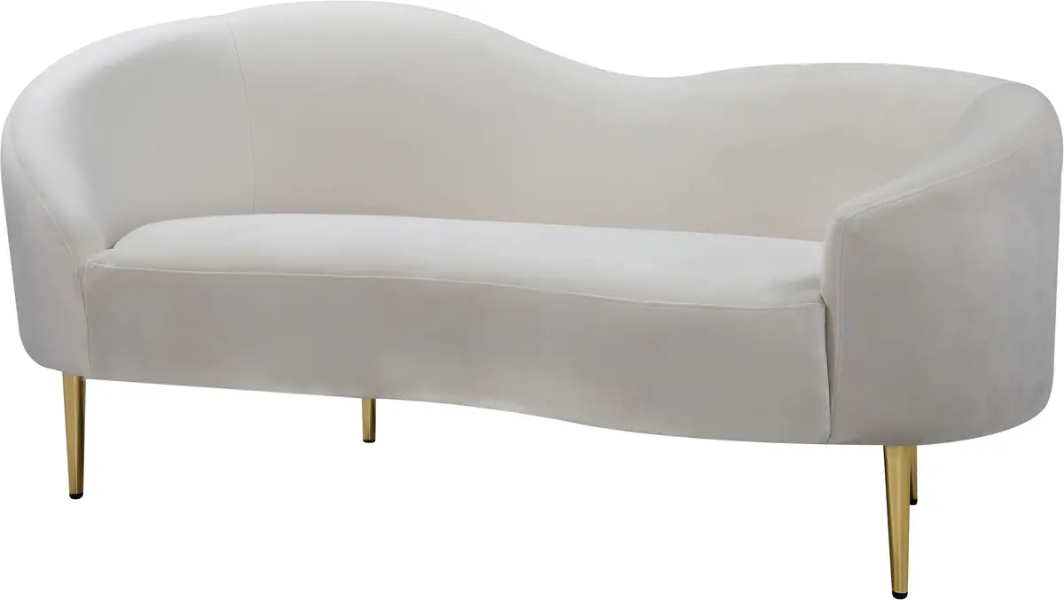 Ritz Cream Velvet Loveseat 1