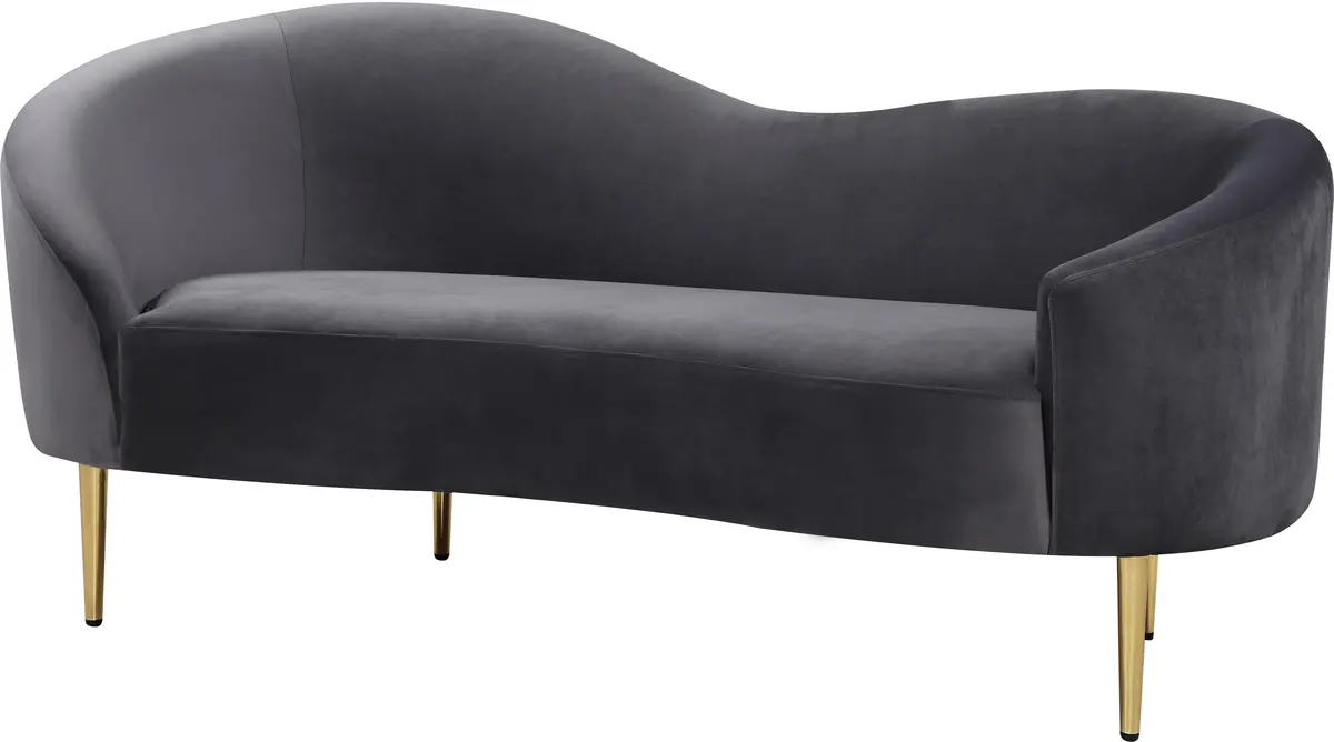 Ritz Grey Velvet Loveseat 1