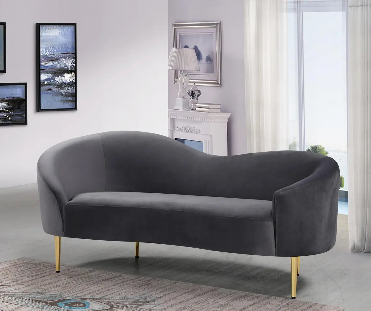 Ritz Grey Velvet Loveseat 2