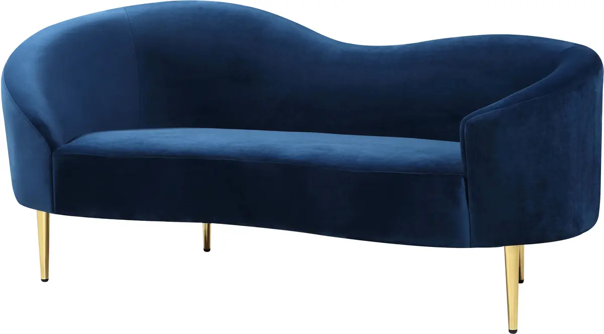 Ritz Navy Velvet Loveseat 1