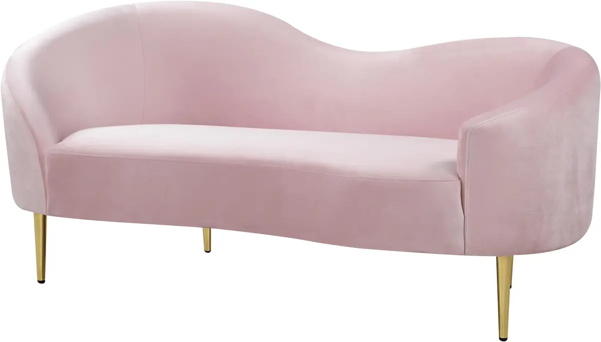 Ritz Pink Velvet Loveseat 1
