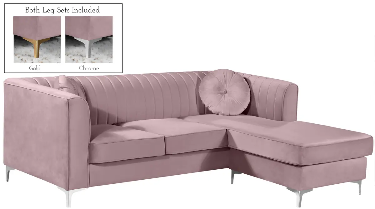 Eliana Pink Velvet 2Pc. Reversible Sectional 2