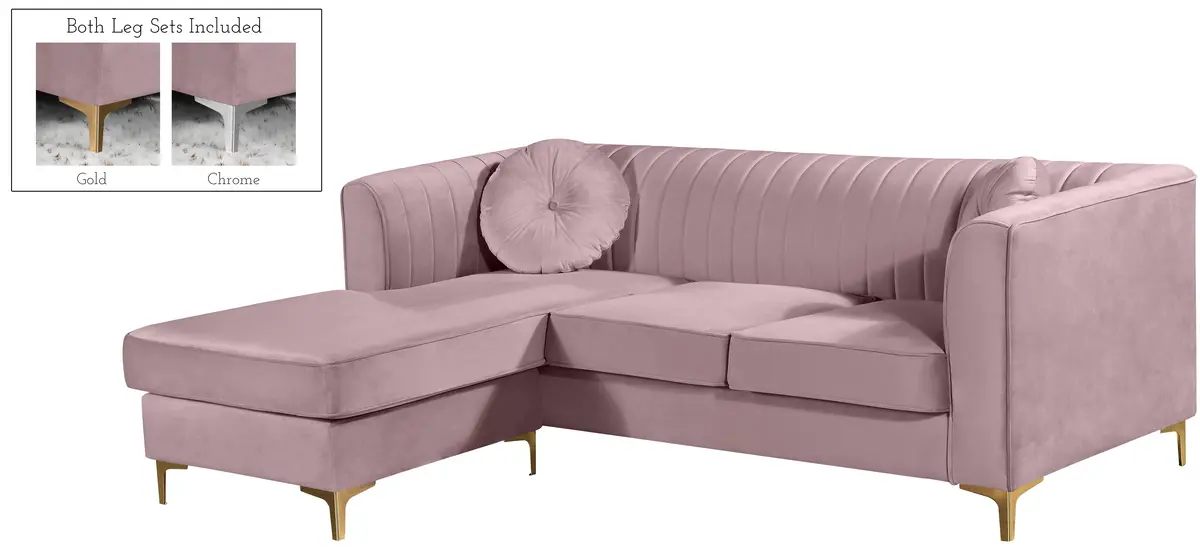 Eliana Pink Velvet 2Pc. Reversible Sectional 1