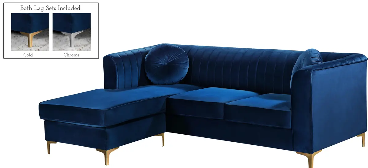Eliana Navy Velvet 2Pc. Reversible Sectional 1