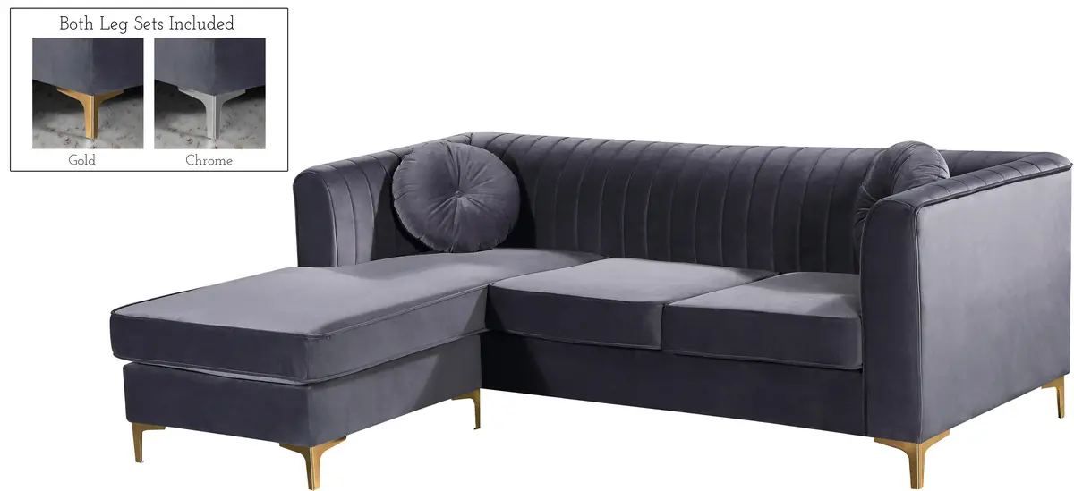 Eliana Grey Velvet 2Pc. Reversible Sectional 1
