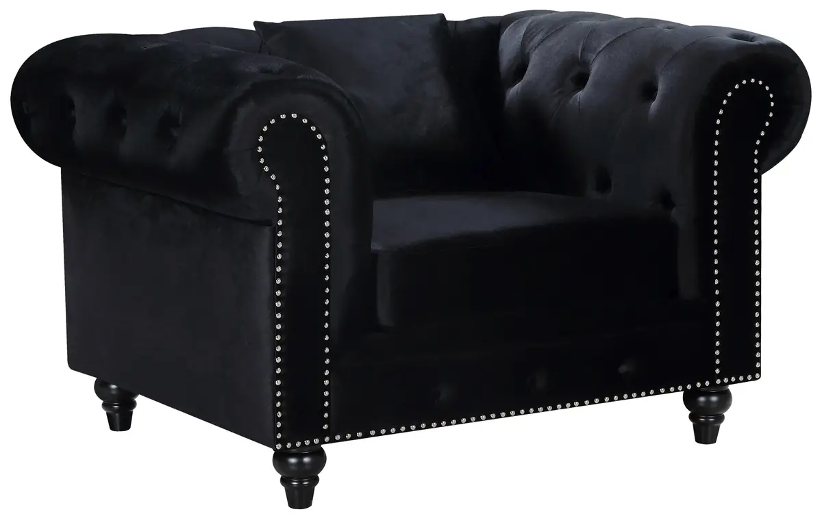 Chesterfield Black Velvet Chair 1