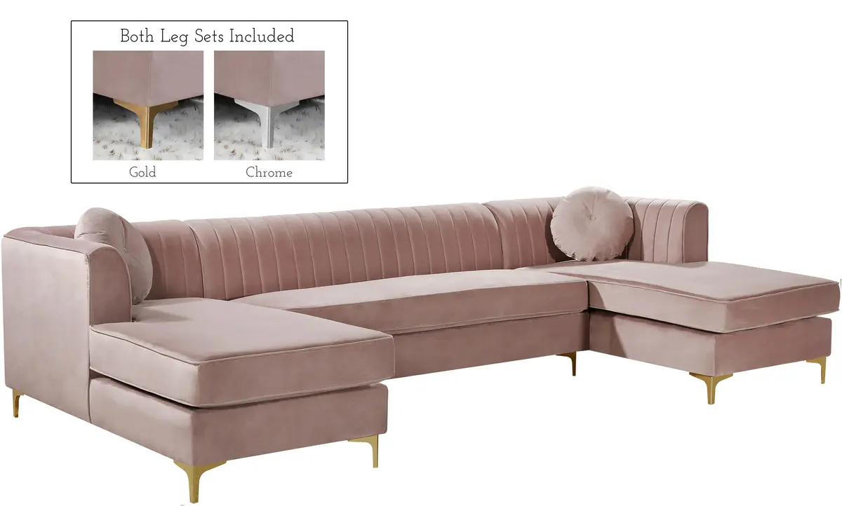 Graham Pink Velvet 3Pc. Sectional 1