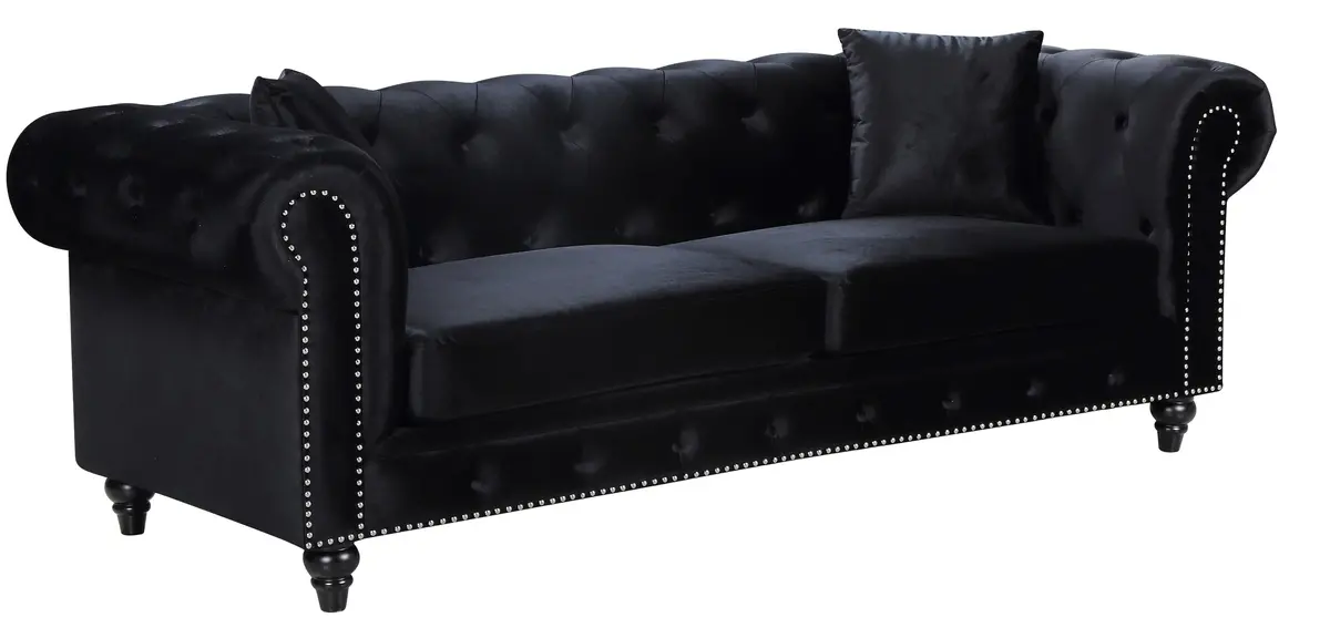 Chesterfield Black Velvet Sofa 1
