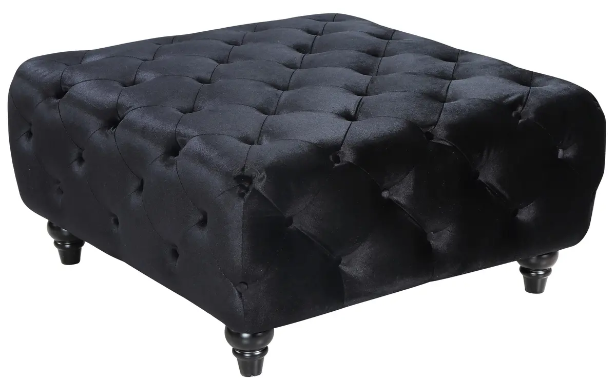 Chesterfield Black Velvet Ottoman 1