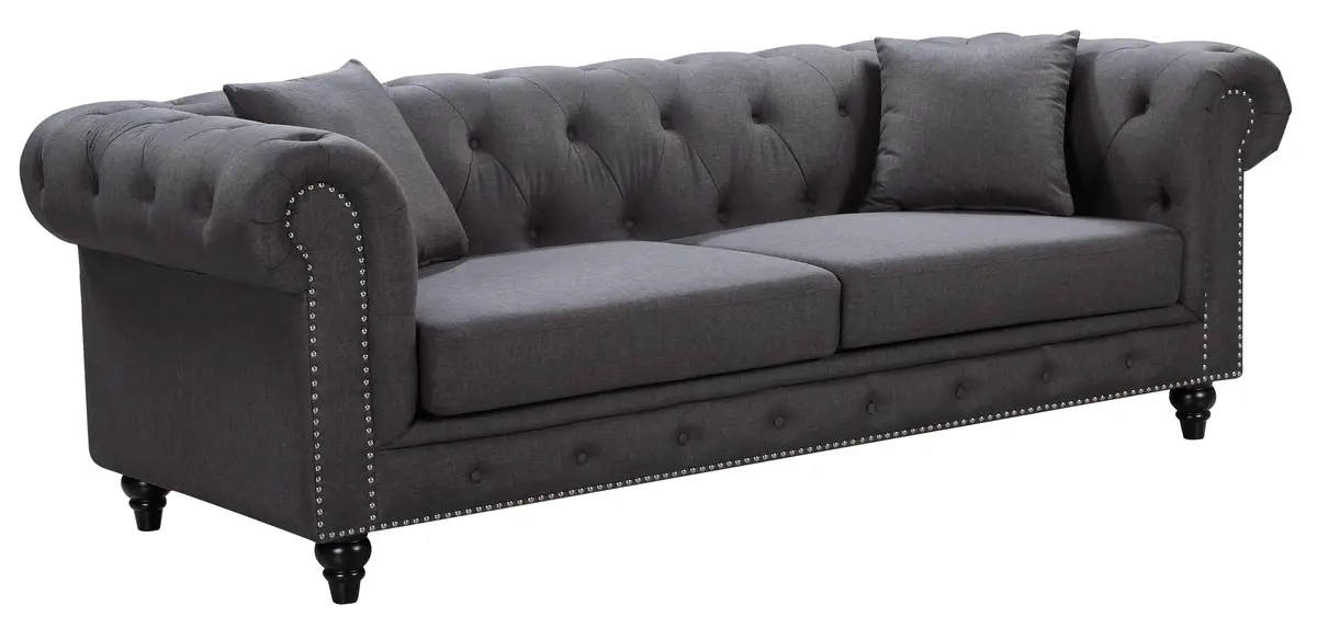 Chesterfield Grey Linen Sofa 1