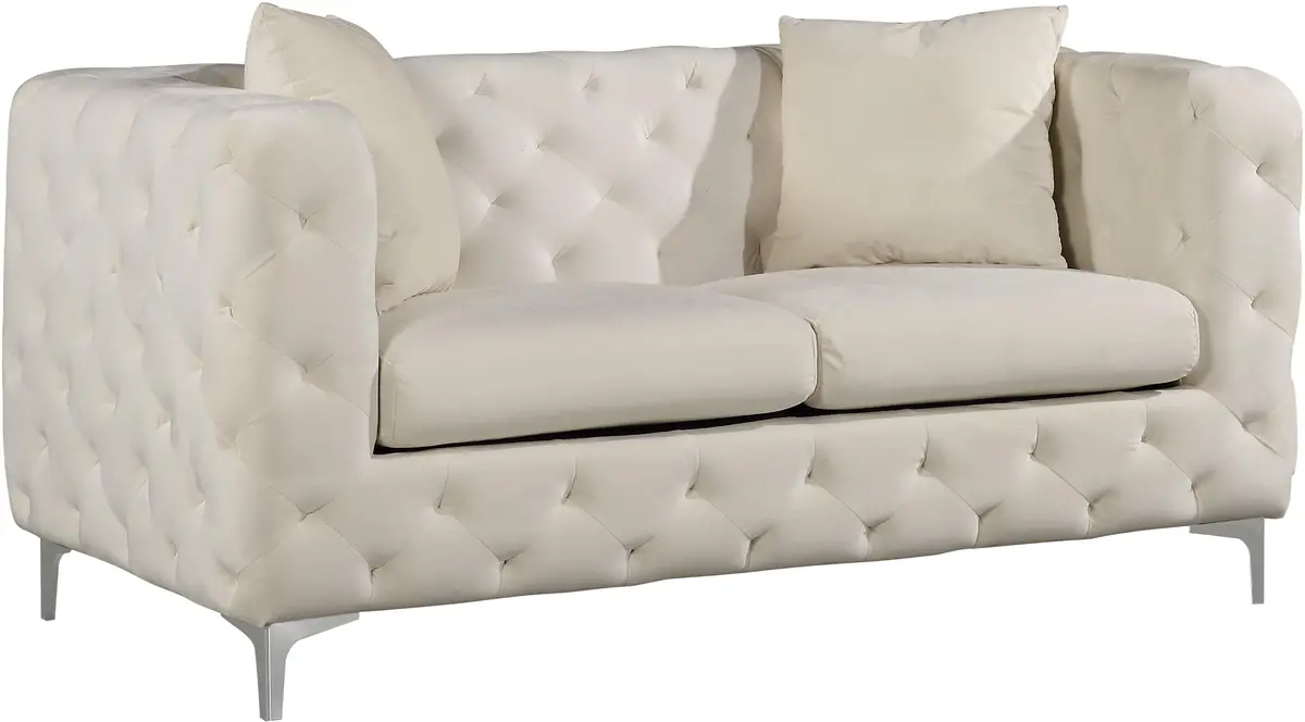 Scarlett Cream Velvet Loveseat 1
