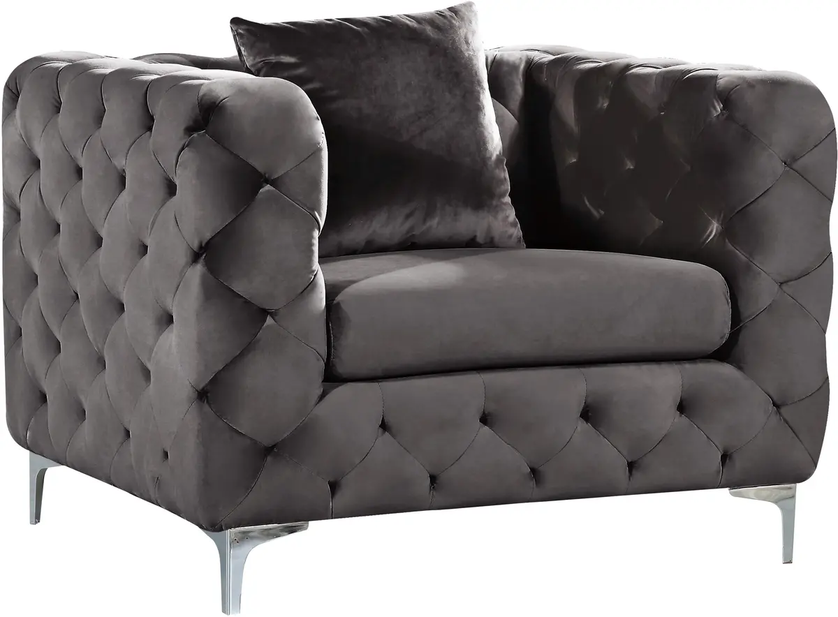 Scarlett Grey Velvet Chair 1