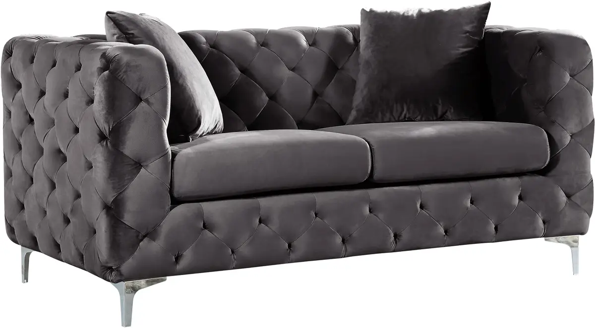 Scarlett Grey Velvet Loveseat 1