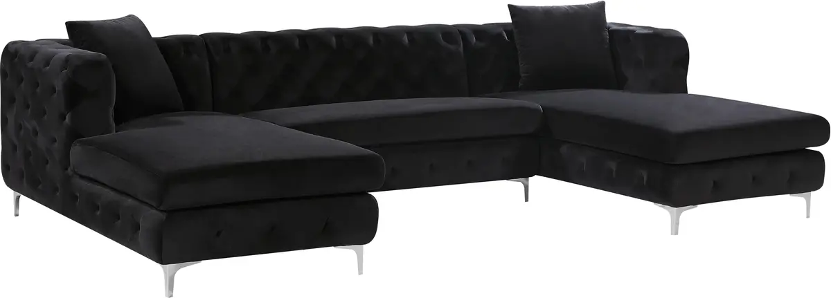 Gail Black Velvet 3Pc. Sectional 1