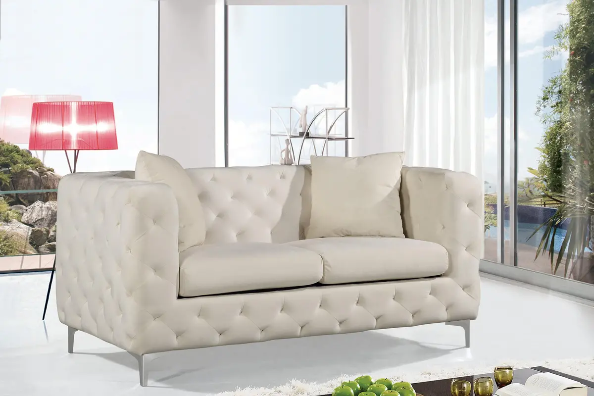 Scarlett Cream Velvet Loveseat 2