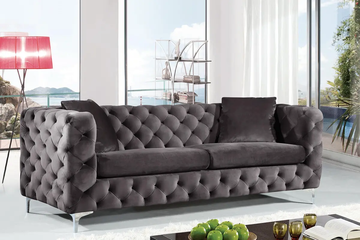 Scarlett Grey Velvet Sofa 2