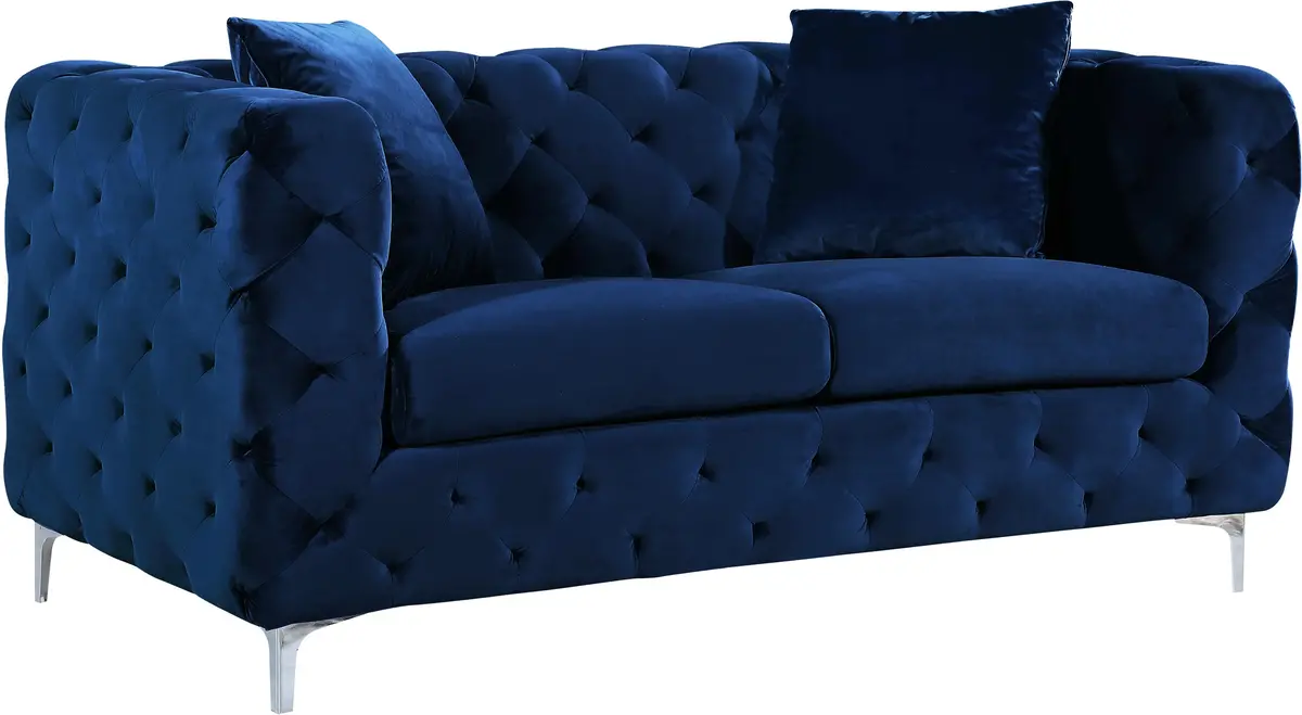 Scarlett Navy Velvet Loveseat 1