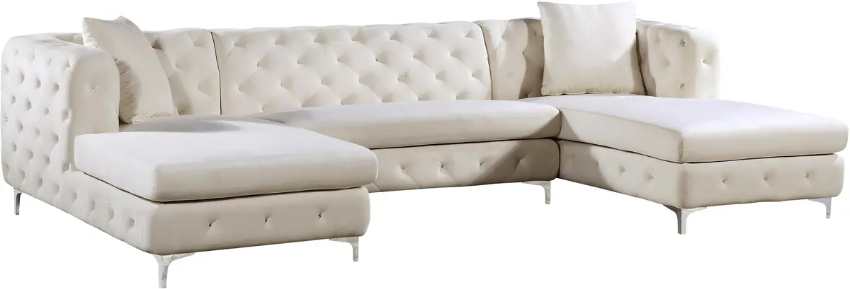 Gail Cream Velvet 3Pc. Sectional 1