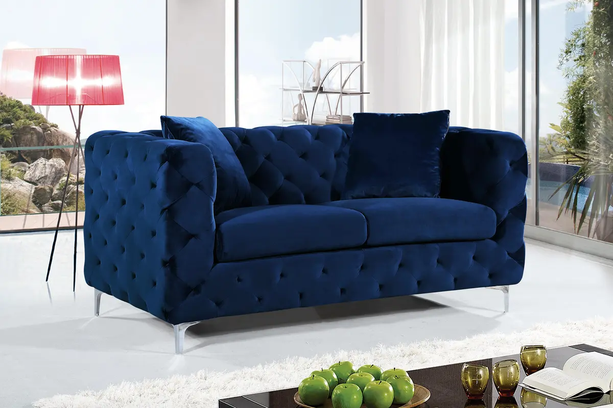 Scarlett Navy Velvet Loveseat 2
