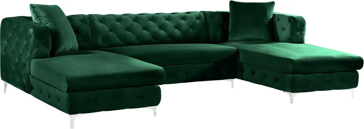 Gail Green Velvet 3Pc. Sectional 1