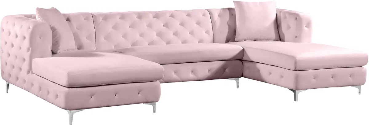 Gail Pink Velvet 3Pc. Sectional 1