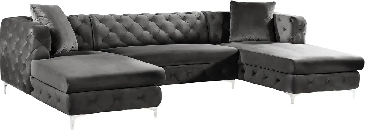 Gail Grey Velvet 3Pc. Sectional 1