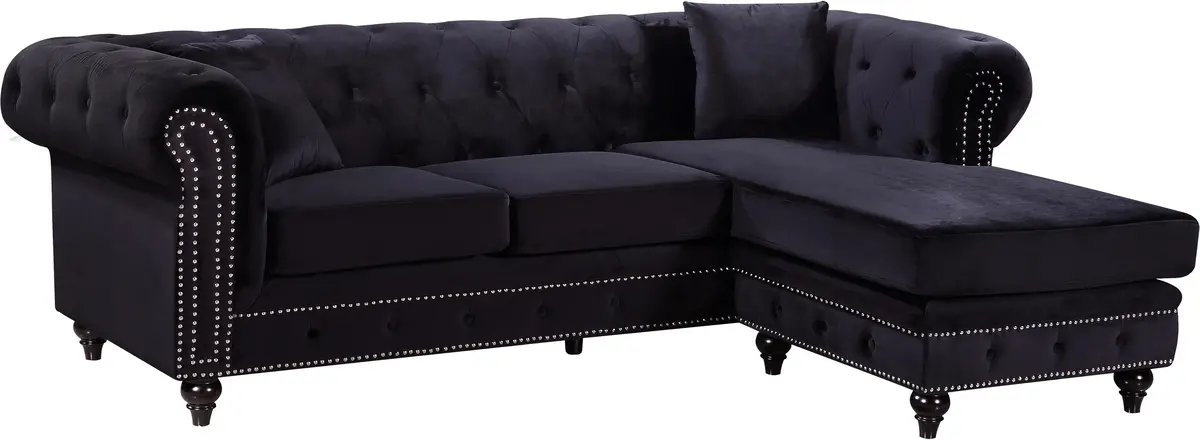 Sabrina Black Velvet 2Pc. Reversible Sectional 1