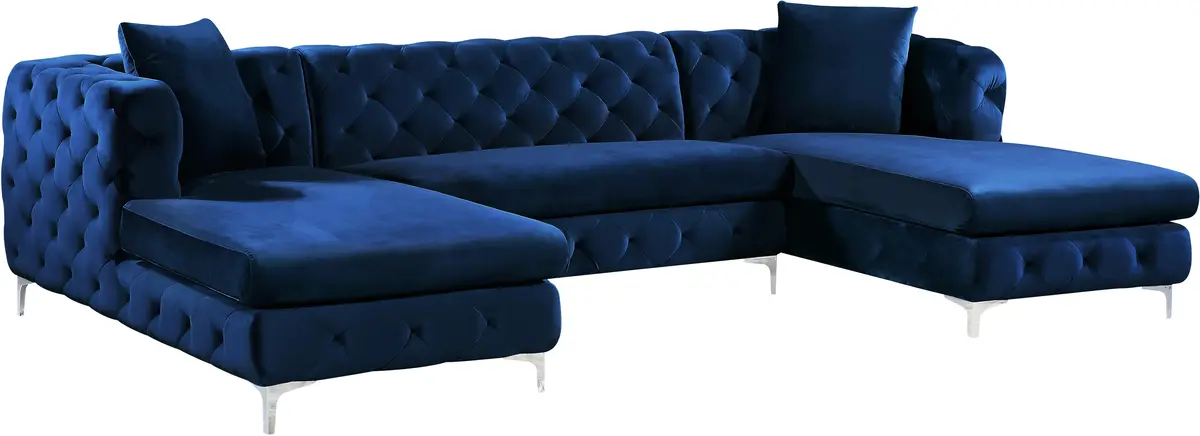 Gail Navy Velvet 3Pc. Sectional 1