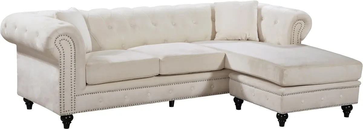 Sabrina Cream Velvet 2Pc. Reversible Sectional 1