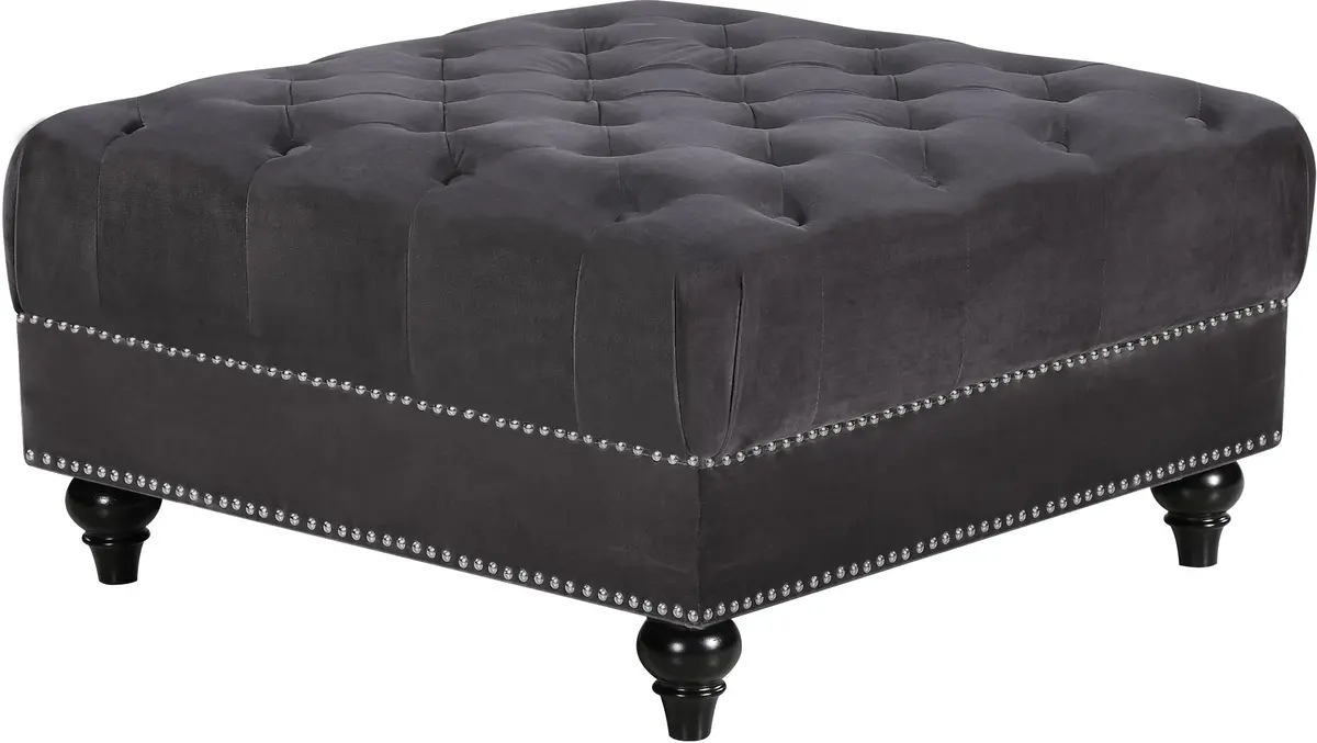 Sabrina Grey Velvet Ottoman 1