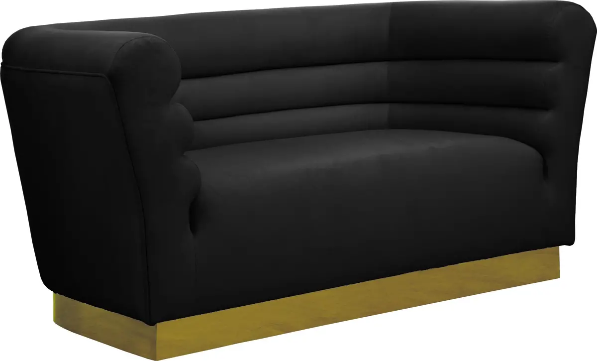 Bellini Black Velvet Loveseat 1