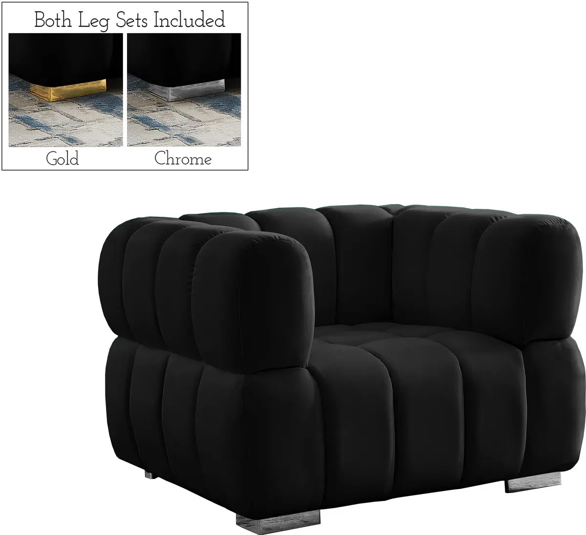 Gwen Black Velvet Chair 2