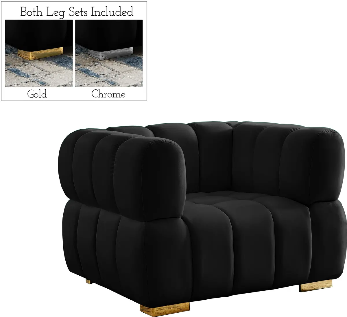 Gwen Black Velvet Chair 1
