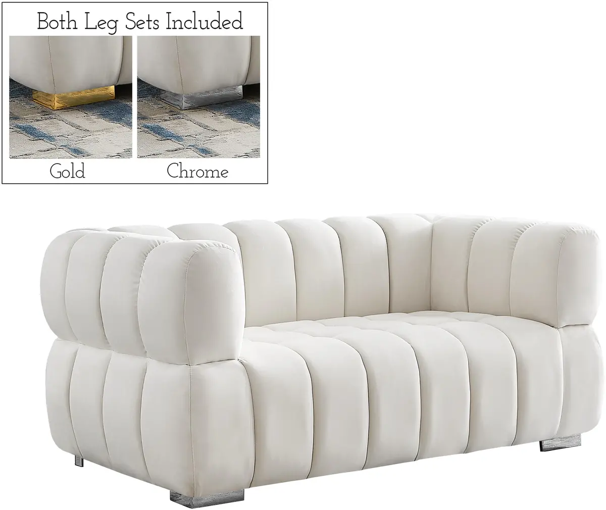 Gwen Cream Velvet Loveseat 2