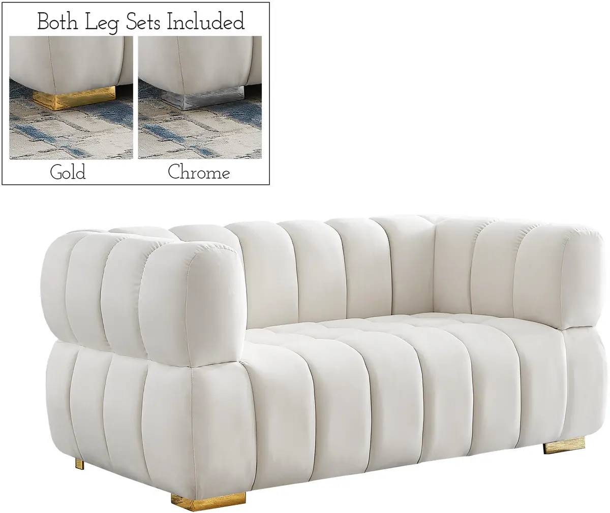 Gwen Cream Velvet Loveseat 1