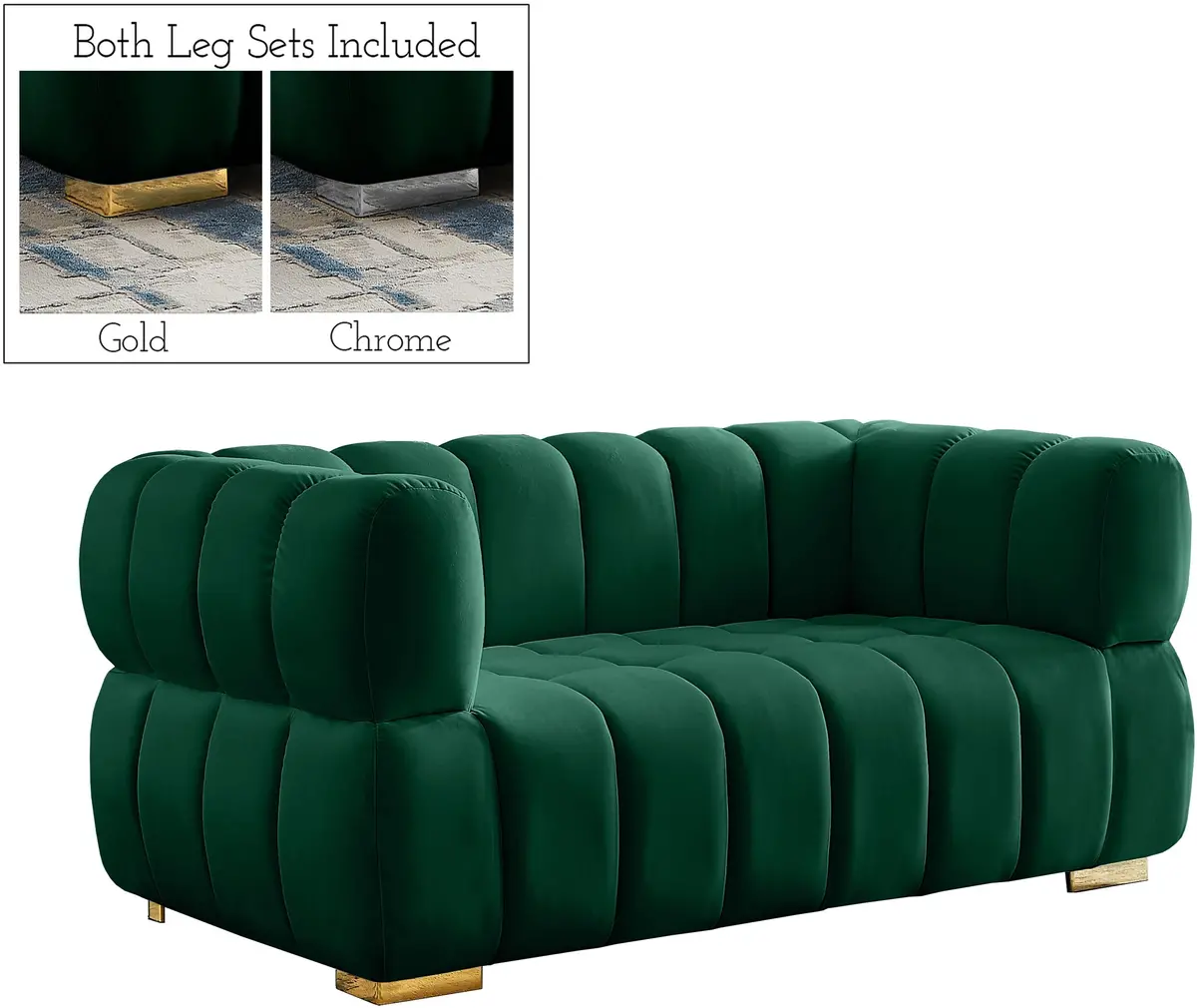 Gwen Green Velvet Loveseat 1