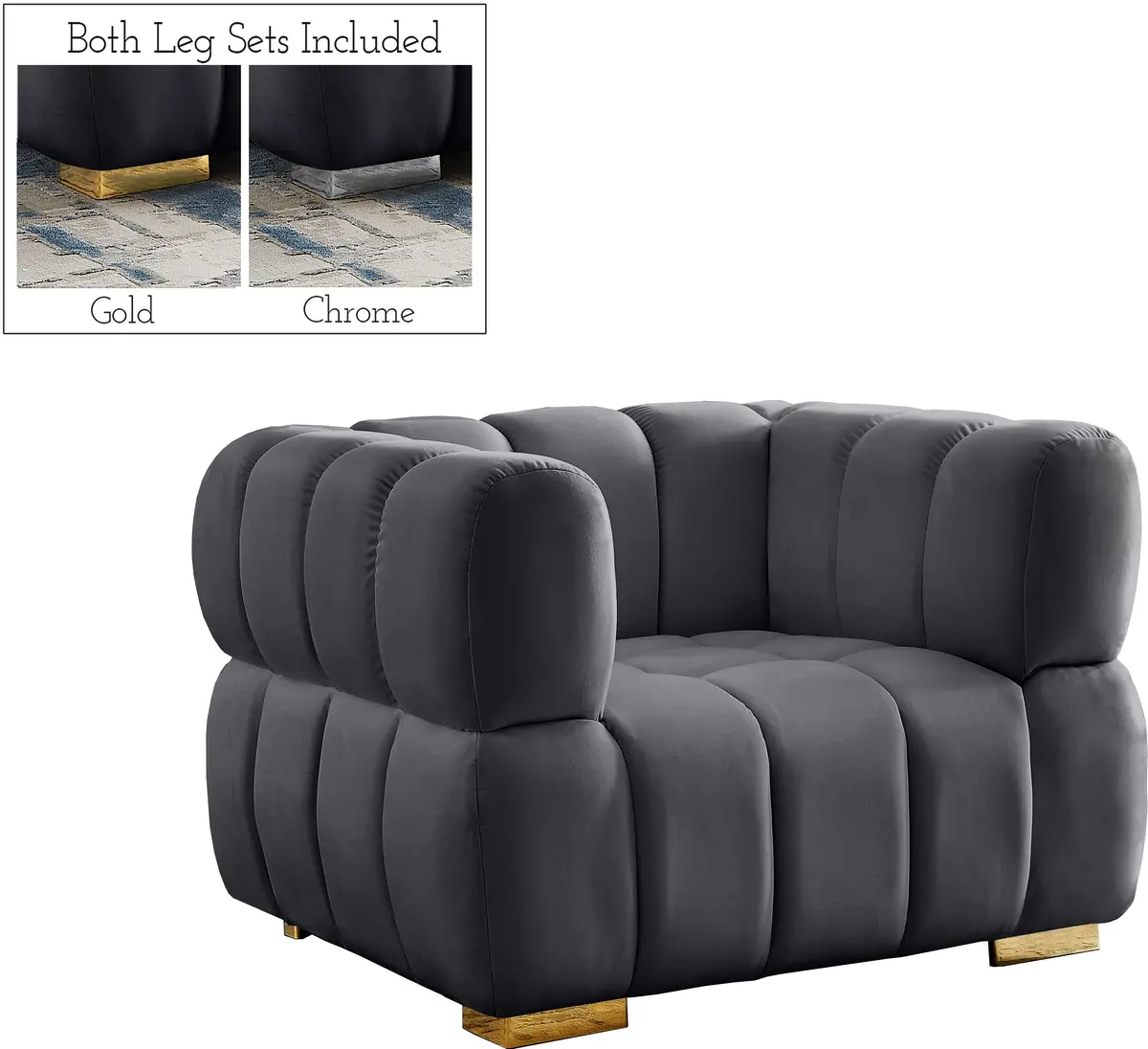 Gwen Grey Velvet Chair 1