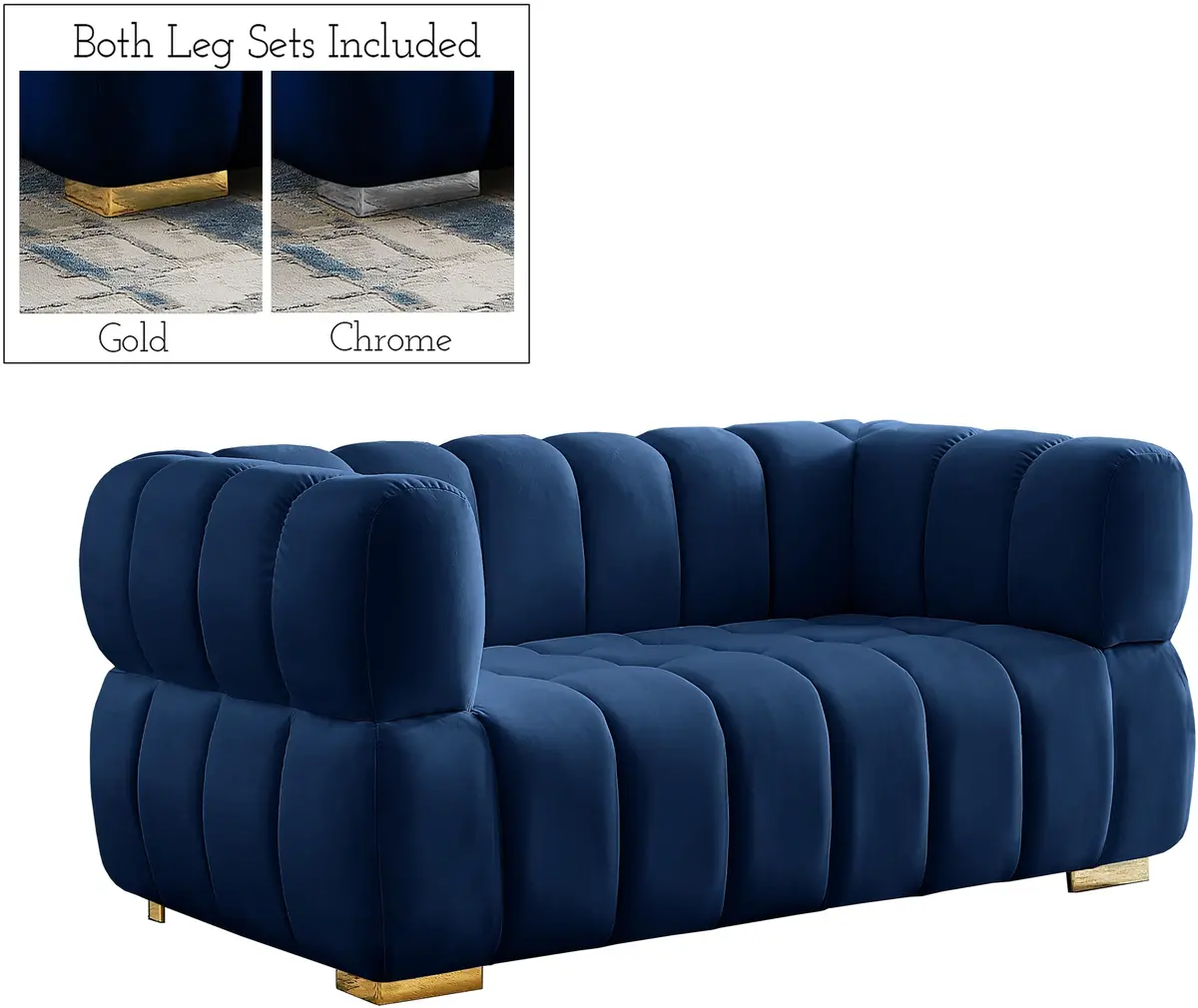 Gwen Navy Velvet Loveseat 1