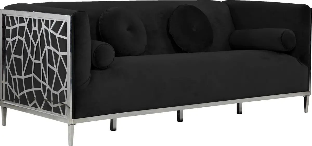 Opal Black Velvet Sofa 1