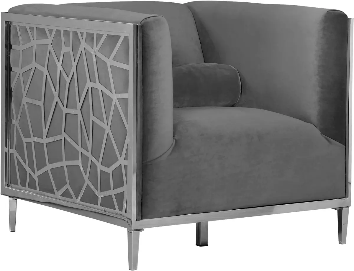 Opal Grey Velvet Chair 1