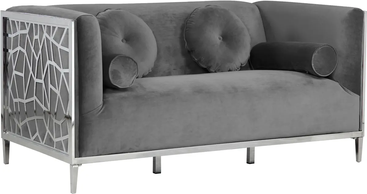Opal Grey Velvet Loveseat 1