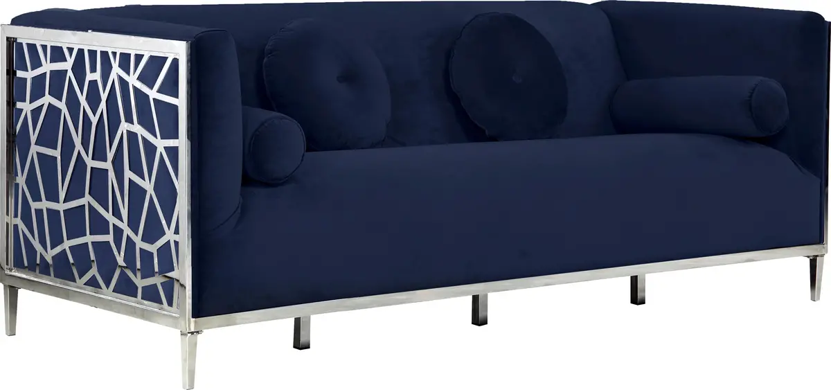 Opal Navy Velvet Sofa 1