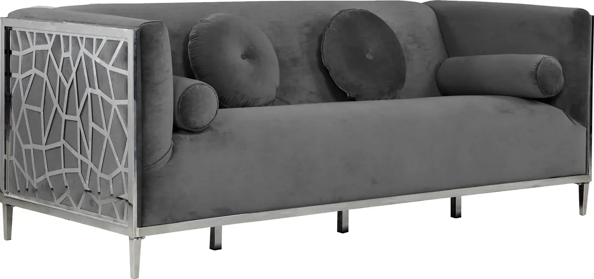 Opal Grey Velvet Sofa 1