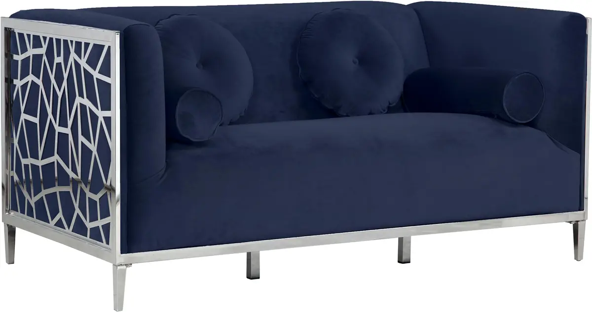 Opal Navy Velvet Loveseat 1