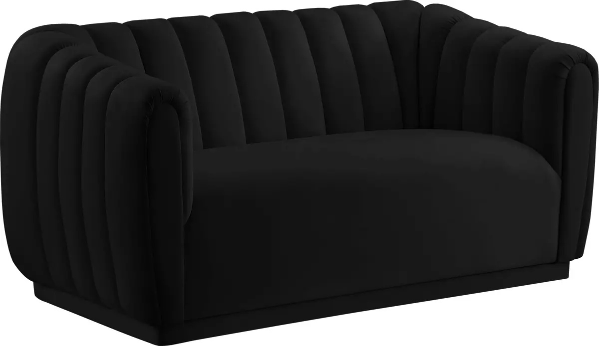 Dixie Black Velvet Loveseat 1