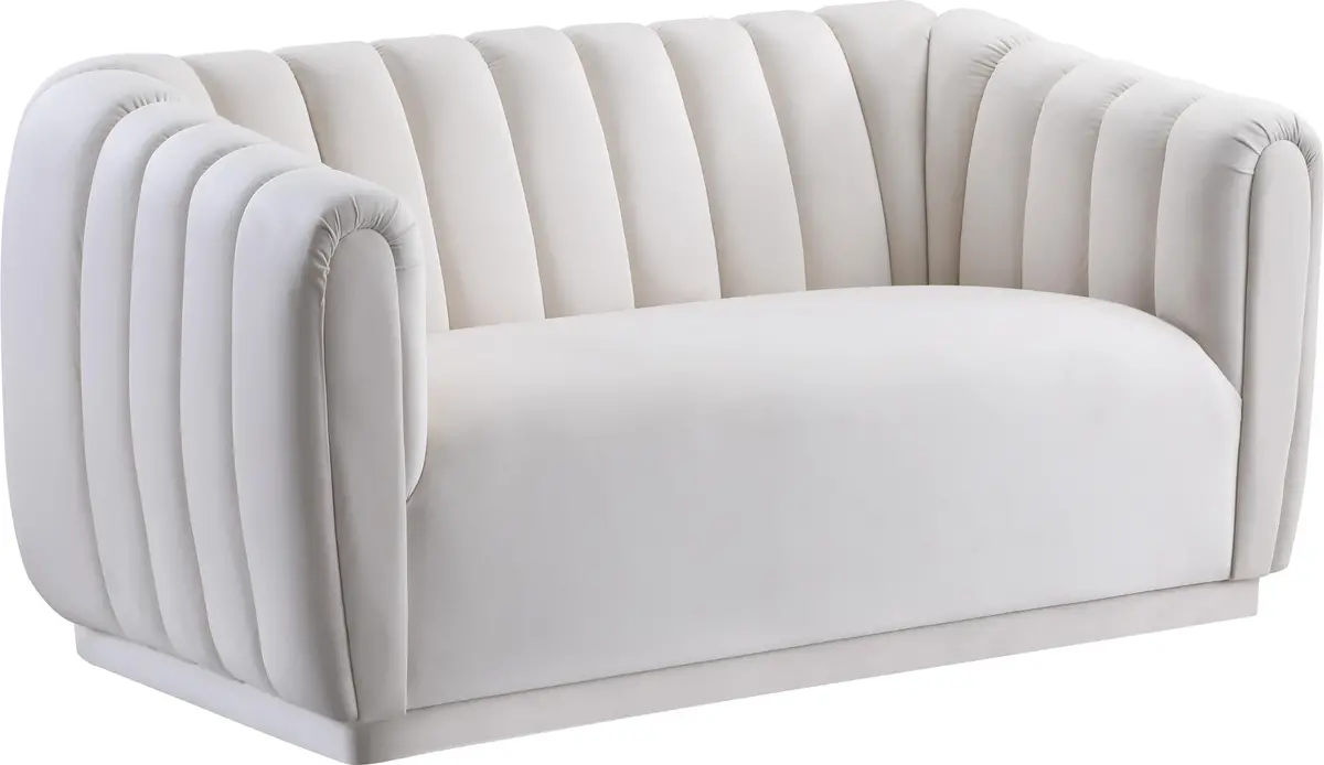 Dixie Cream Velvet Loveseat 1