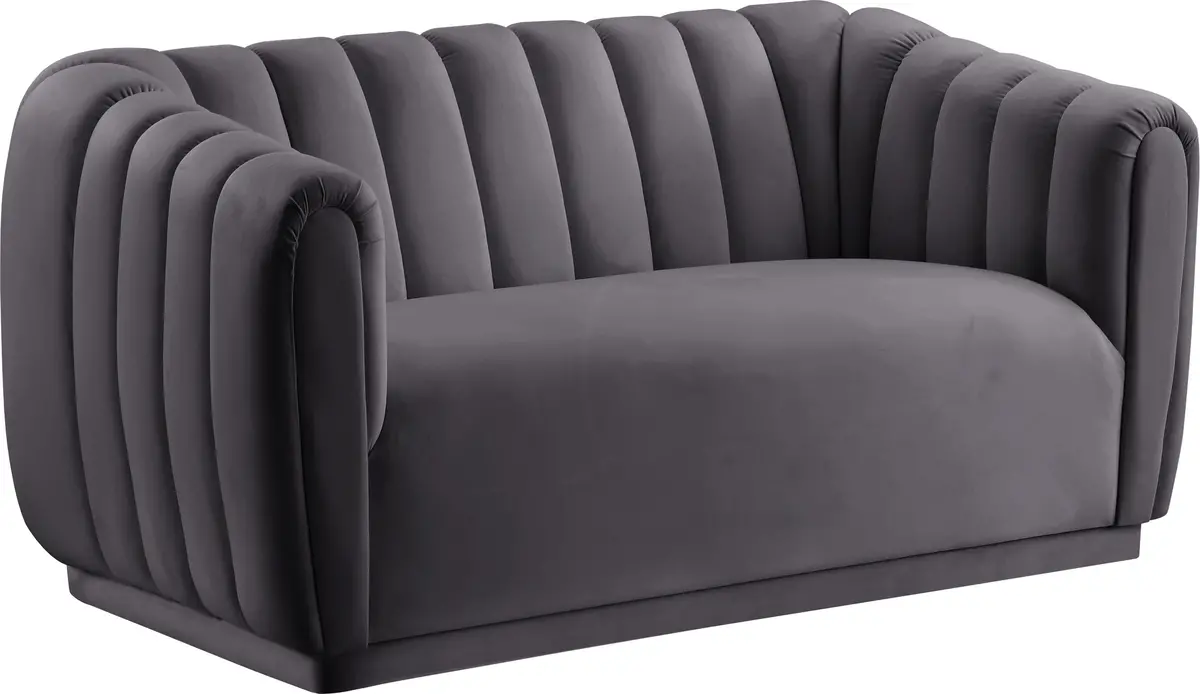 Dixie Grey Velvet Loveseat 1