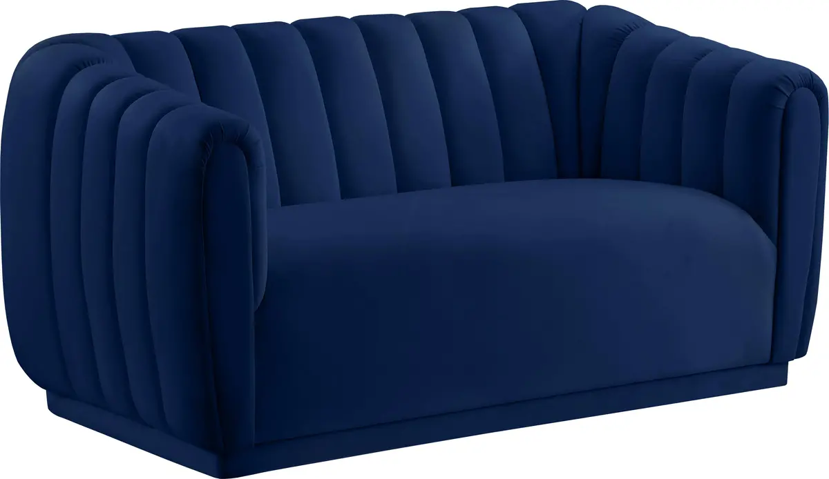 Dixie Navy Velvet Loveseat 1