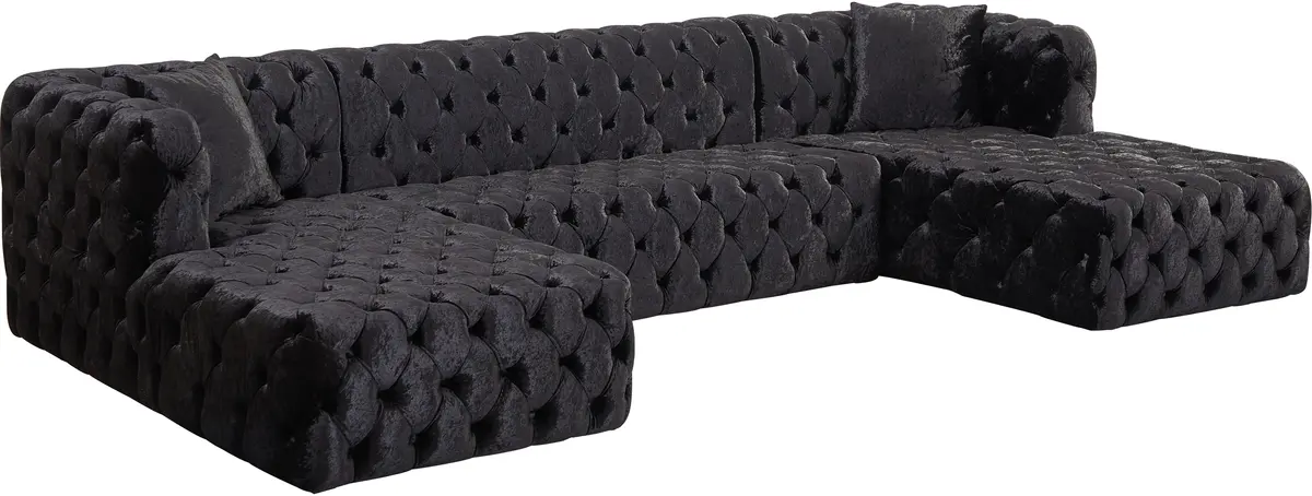 Coco Black Velvet 3Pc. Sectional (3 Boxes) 1